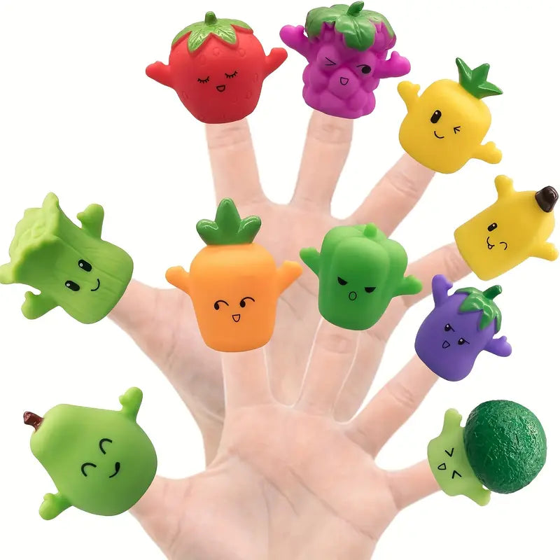 5 pcs Fruit Series And Vegetable Finger Puppets