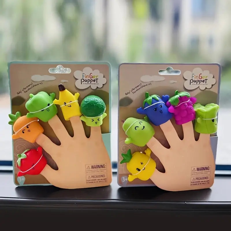 5 pcs Fruit Series And Vegetable Finger Puppets